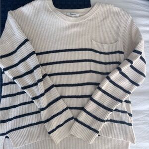 Madewell Cream and Black Striped Sweater
